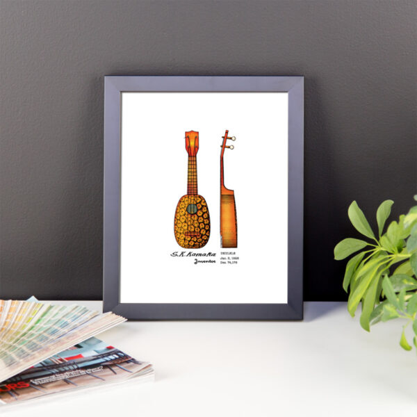 Pineapple Ukulele Wall Art 1 8x10 FRAMED