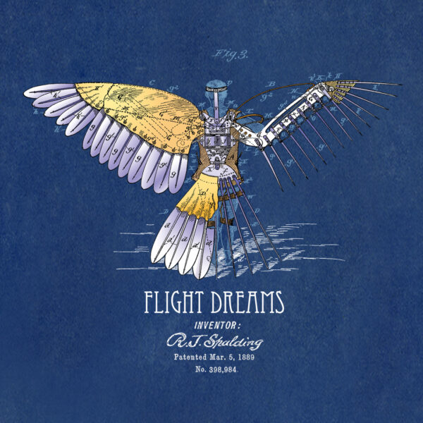 Flight Dreams Design on Blueprint Background