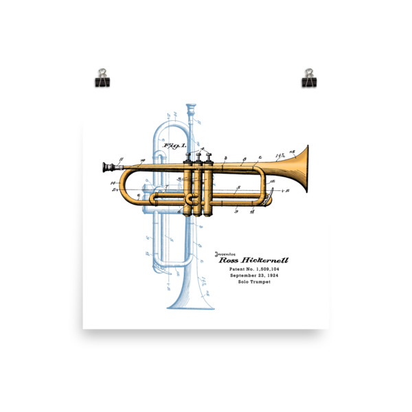 Trumpet Solo Wall Art 1 Unframed 10x10