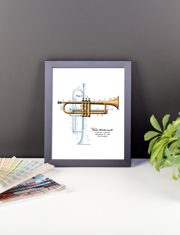 Trumpet Solo Wall Art 1 Framed 8x10