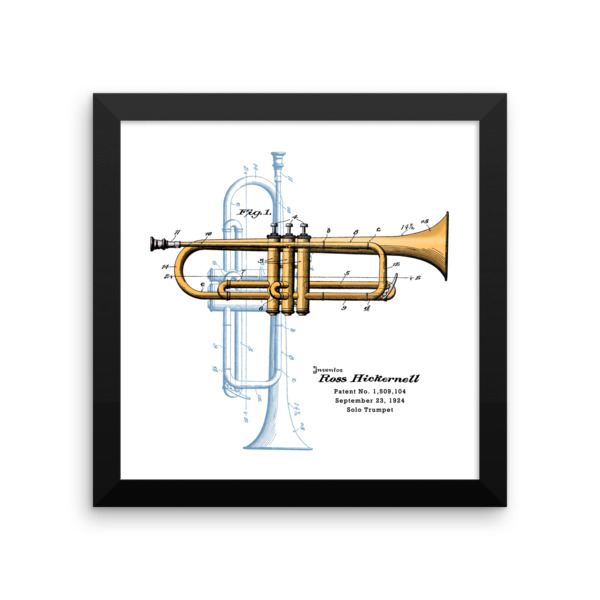 Trumpet Solo Wall Art 1 Framed 10x10