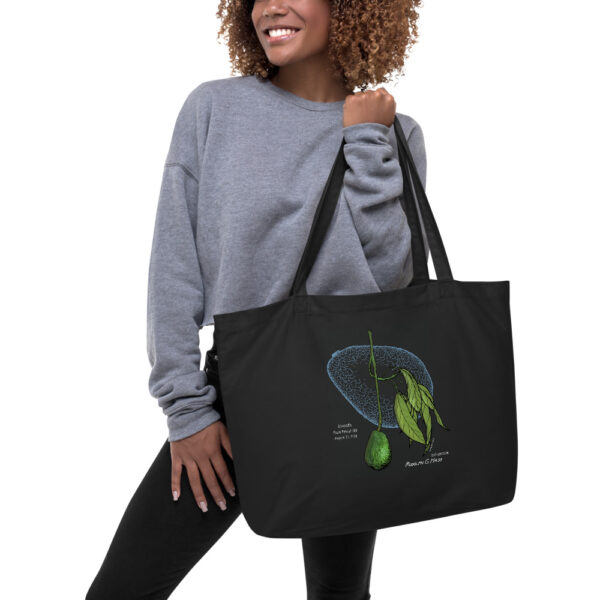 Avocado Patent Tote Large in action
