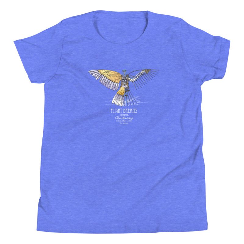 Flight Dreams Patent Youth T-Shirt (8-12 yrs) Heather Columbia Blue