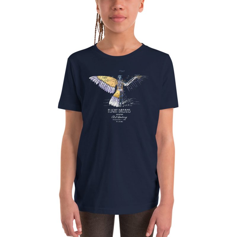 Flight Dreams Patent Youth T-Shirt (8-12 yrs) Navy