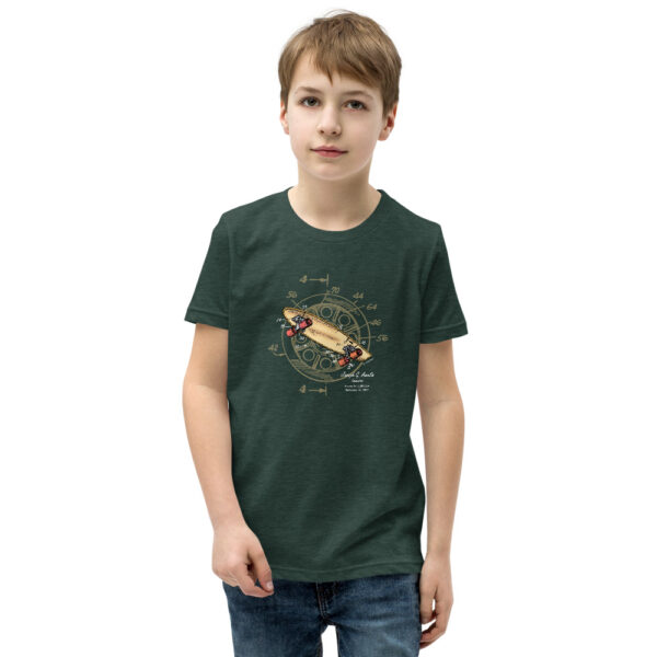 Skateboard-Wheels Patent Youth T-Shirt (8-12 yrs) Heather Forest