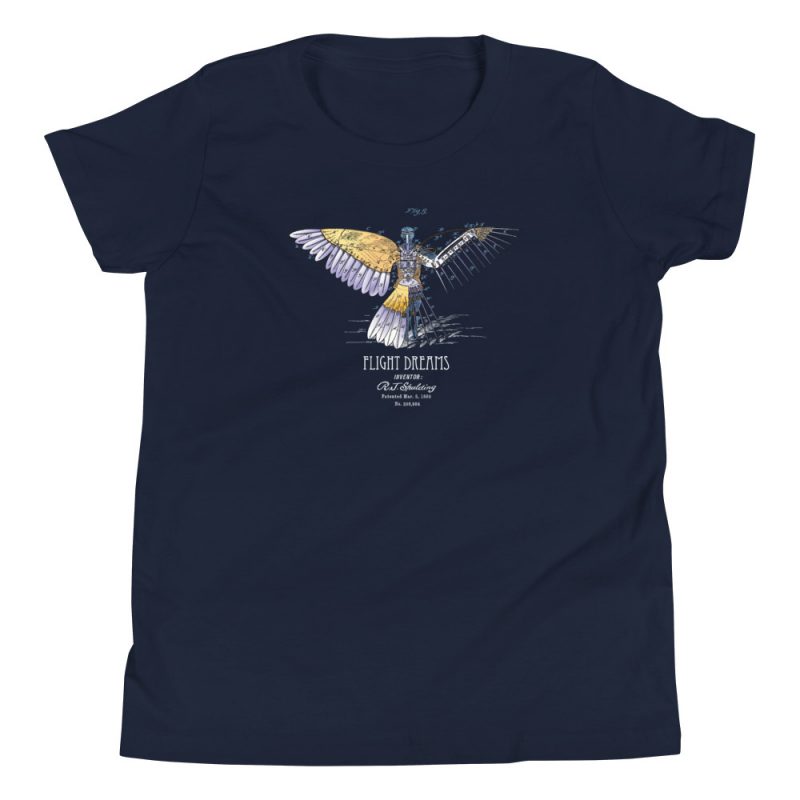 Flight Dreams Patent Youth T-Shirt (8-12 yrs) Navy