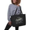 Skateboard-Kicktail Patent Tote Large Black in action