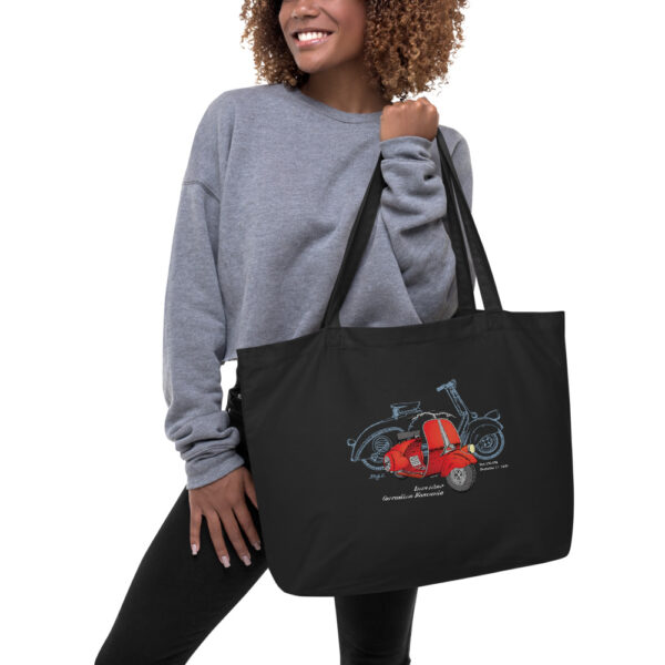 Wasp (Vespa) Patent Tote Large Black in action