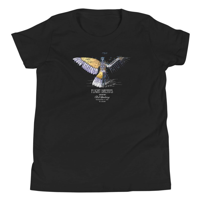 Flight Dreams Patent Youth T-Shirt (8-12 yrs) Black