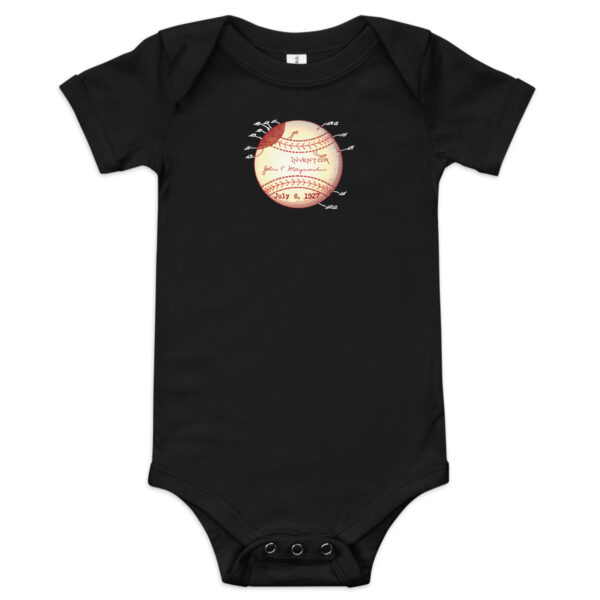 Baseball Patent Baby Bodysuit BLACK