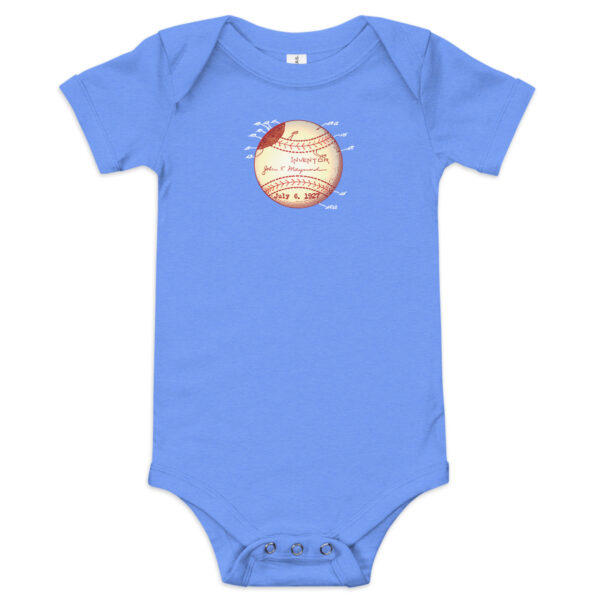 Baseball Patent Baby Bodysuit HEATHER COLUMBIA BLUE Baseball Patent Baby Bodysuit HEATHER COLUMBIA BLUE