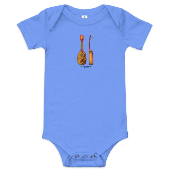 Pineapple Ukulele Patent Baby Bodysuit HEATHER COLUMBIA BLUE