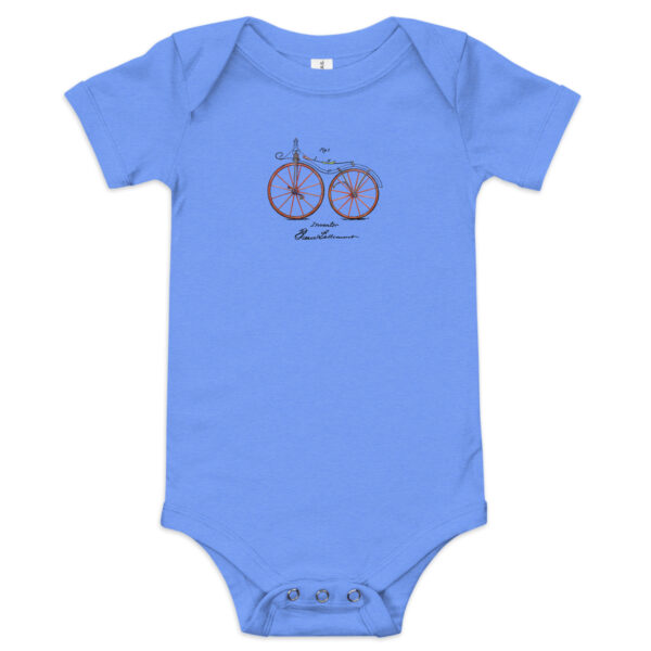 Velocipede Patent Baby Bodysuit HEATHER COLUMBIA BLUE