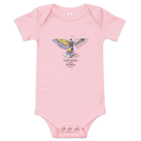 Flight Dreams Patent Baby Bodysuit PINK