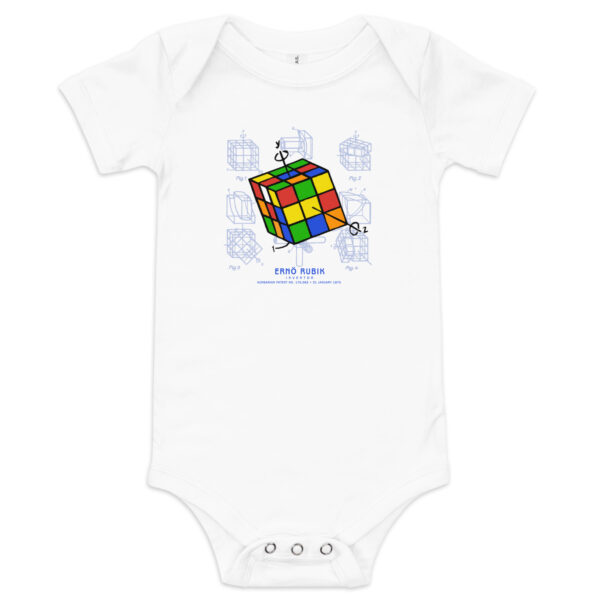 Magic Cube Patent Baby Bodysuit WHITE