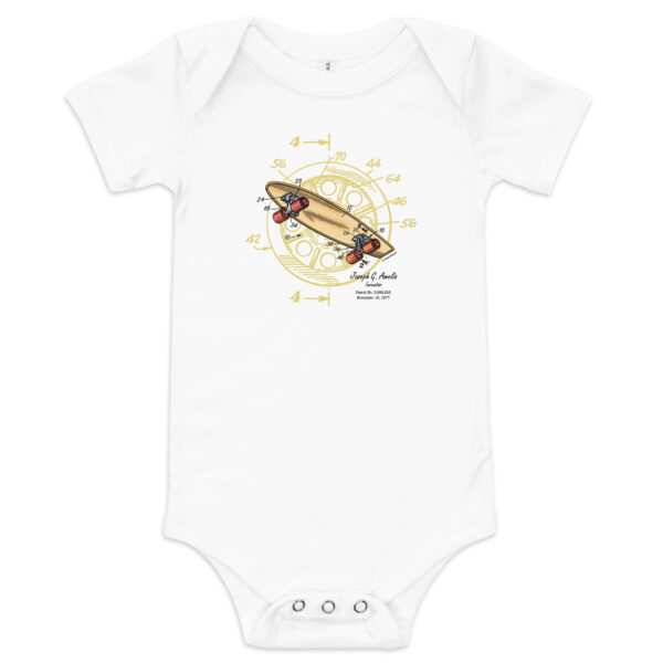 Skateboard-Wheels Baby Bodysuit WHITE Skateboard-Wheels Baby Bodysuit WHITE