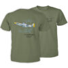 P-51 Mustang Unisex Front/Back Print T-Shirt MILITARY GREEN