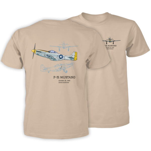 P-51 Mustang Unisex Front/Back Print T-Shirt SAND
